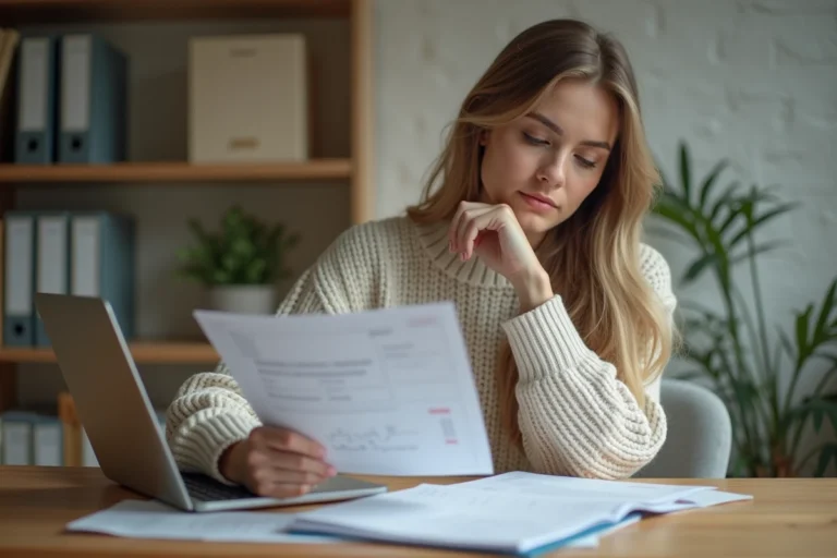 Femme organisée travaillant à son bureau à domicile